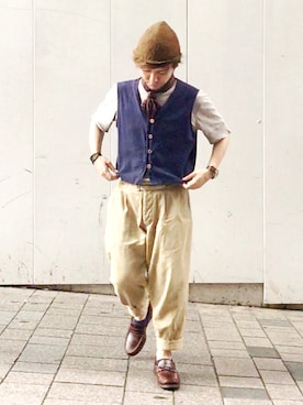 「A STORY TOKYO（アストーリートウキョウ）のアイテム（腕時計）」を使った、KENT BREAD HAT さん（メンズ・156cm）の夏コーディネート