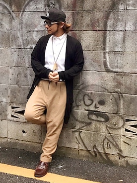 「BEAMS（ビームス）のアイテム（モカシン/デッキシューズ）」を使った、KENT BREAD HAT さん（メンズ・156cm）の秋コーディネート