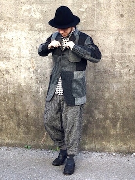 BEAMS PLUS / ハリスツイード パッチワーク ジャケットを使った人気