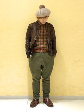 「BEAMS（ビームス）のアイテム（モカシン/デッキシューズ）」を使った、KENT BREAD HAT さん（メンズ・156cm）の冬コーディネート