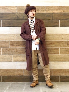 「A STORY TOKYO（アストーリートウキョウ）のアイテム（腕時計）」を使った、KENT BREAD HAT さん（メンズ・156cm）の冬コーディネート