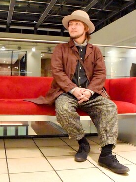 「ハットコーデ」｜「アイテム（その他アウター）」を使った、KENT BREAD HAT さん（メンズ・156cm）の冬コーディネート