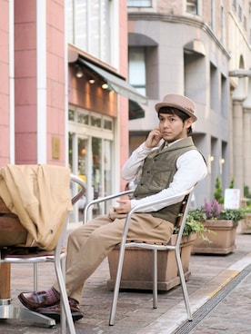 「BEAMS（ビームス）のアイテム（モカシン/デッキシューズ）」を使った、KENT BREAD HAT さん（メンズ・156cm）の冬コーディネート