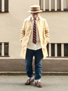 「BEAMS（ビームス）のアイテム（モカシン/デッキシューズ）」を使った、KENT BREAD HAT さん（メンズ・156cm）の春コーディネート