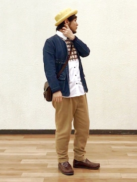 「HAVERSACK（ハバーザック）のアイテム（その他アウター）」を使った、KENT BREAD HAT さん（メンズ・156cm）の春コーディネート