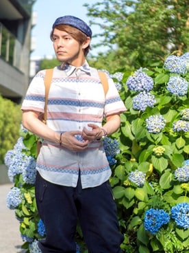 「TATRAS CONCEPT STORE（タトラスコンセプトストア）のアイテム（トップス）」を使った、KENT BREAD HAT さん（メンズ・156cm）の夏コーディネート