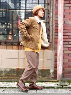 「BEAMS（ビームス）のアイテム（モカシン/デッキシューズ）」を使った、KENT BREAD HAT さん（メンズ・156cm）の秋コーディネート