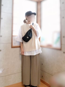 「chocomee（チョコミー）のアイテム（ベスト）」を使った、すみやんさん（レディース・153cm）の秋コーディネート
