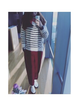「LILY BROWN（リリーブラウン）のアイテム（スラックス）」を使った、Gloria.zさん（レディース・158cm）の冬コーディネート