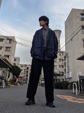 「しまむら（シマムラ）のアイテム（シャツ/ブラウス、ブラウン系）」を使った、kajilabo0821さん（メンズ・175cm）の春コーディネート
