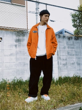「WEGO（ウィゴー）のアイテム（ニットキャップ/ビーニー、ブラック系）」を使った、kajilabo0821さん（メンズ・175cm）の春コーディネート