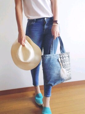 「Daniel Wellington（ダニエルウェリントン）の【Daniel Wellington】レザーバンド３６ＭＭ（アナログ腕時計）」を使った、yukinxさん（レディース・157cm）の夏コーディネート