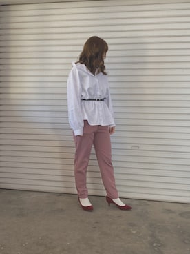 「coca（coca）（コカ）のアイテム（シャツ/ブラウス、ホワイト系）」を使った、Mafuさん（レディース・154cm）の春コーディネート