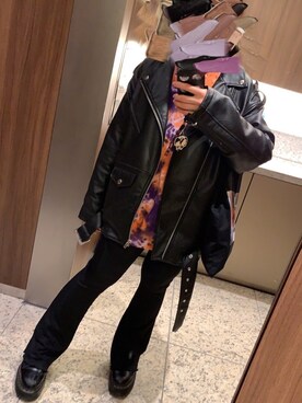 「jouetie（ジュエティ）のアイテム（ライダースジャケット）」を使った、ゆ。さん（レディース・151cm）の春コーディネート