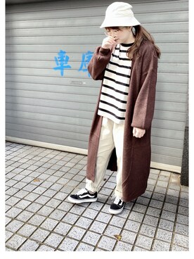 「POU DOU DOU（プードゥドゥ）のアイテム（帽子）」を使った、ｃａｎｃａｎさん（レディース・158cm）の冬コーディネート