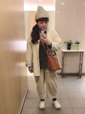 「POU DOU DOU（プードゥドゥ）のアイテム（ブルゾン）」を使った、ｃａｎｃａｎさん（レディース・158cm）の冬コーディネート