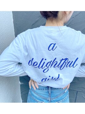 「mildyのアイテム（Tシャツ/カットソー、ホワイト系）」を使った、のんさん（レディース・150cm）の春コーディネート