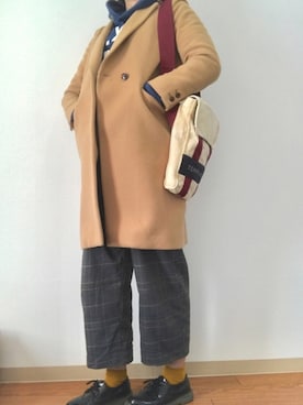 「TOMMY HILFIGER」｜「アイテム（チェスターコート）」を使った、はらさん（レディース・165cm）の冬コーディネート