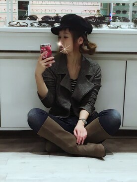 「オリエンタルトラフィック」｜「アイテム（ライダースジャケット）」を使った、adaaajoさん（レディース・166cm）の冬コーディネート