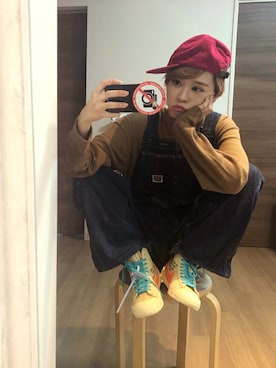 「OFF-WHITE」｜「アイテム（オールインワン・サロペット）」を使った、adaaajoさん（レディース・166cm）の春コーディネート