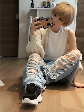 「FIG&VIPER（フィグアンドバイパー）のアイテム（スニーカー）」を使った、adaaajoさん（レディース・166cm）の春コーディネート