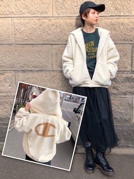 「MAISON KITSUNE」｜「アイテム（ブルゾン）」を使った、adaaajoさん（レディース・166cm）の秋コーディネート
