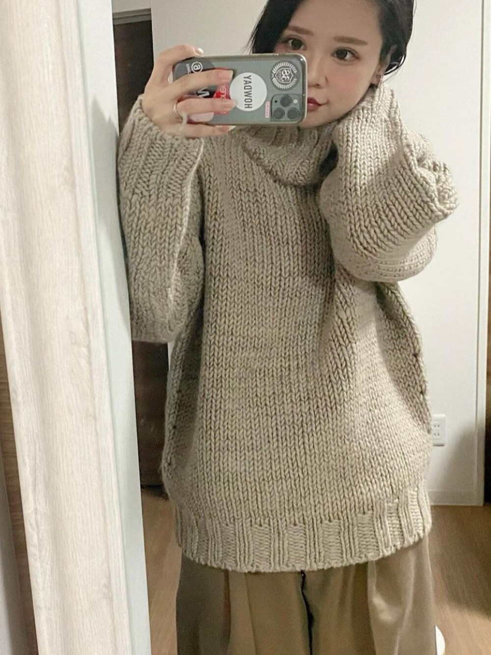 「TODAYFUL、ニット、チノパン、シンフルコーデ、ニットコーデ」｜「TODAYFULのミックスウールニット（ニット/セーター、ベージュ系）」を使った、adaaajoさん（レディース・166cm）の冬コーディネートの1枚目の写真