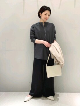 「パイル」｜「アイテム（ジャケット/アウター）」を使った、KAWAMURAさん（レディース・160cm）の春コーディネート