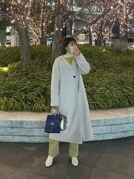 「LEPSIM（レプシィム）のアイテム（ノーカラージャケット）」を使った、aさん（レディース・158cm）の冬コーディネート