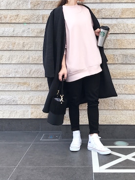 「アイテム（スウェット、ピンク系）」を使った、まちゃさん（レディース・159cm）の冬コーディネート