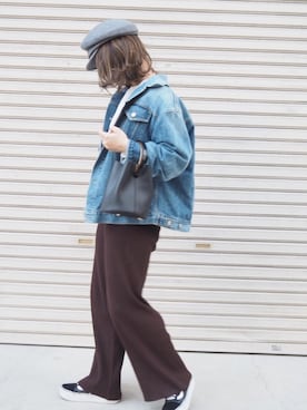 「アイテム（キャスケット、グレー系）」を使った、まちゃさん（レディース・159cm）の冬コーディネート