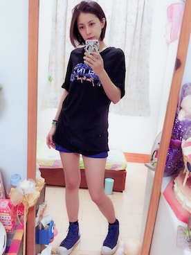 「NET（ネット）のアイテム（パンツ）」を使った、Yi  Linさん（レディース・160cm）の夏コーディネート
