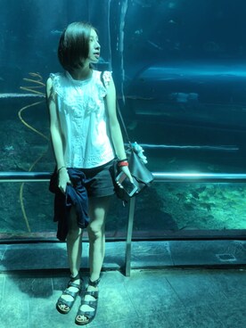 「Lulus（-）のアイテム（パンツ）」を使った、Yi  Linさん（レディース・160cm）の夏コーディネート