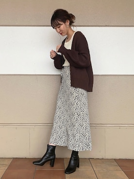 「LOWRYS FARM（ローリーズファーム）のストレッチヒールブーツ　851418（ブーツ）」を使った、ちゃんおのさん（レディース・166cm）の秋コーディネート