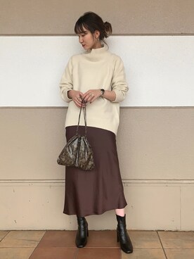 「LOWRYS FARM（ローリーズファーム）のストレッチヒールブーツ　851418（ブーツ）」を使った、ちゃんおのさん（レディース・166cm）の秋コーディネート