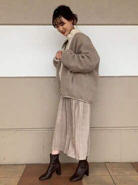 「LOWRYS FARM（ローリーズファーム）のストレッチヒールブーツ　851418（ブーツ）」を使った、ちゃんおのさん（レディース・166cm）の秋コーディネート