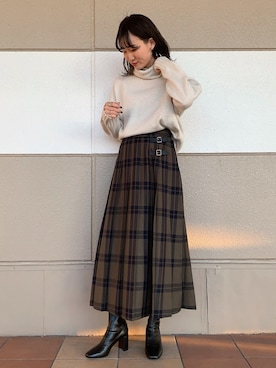 「LOWRYS FARM（ローリーズファーム）のストレッチヒールブーツ　851418（ブーツ）」を使った、ちゃんおのさん（レディース・166cm）の秋コーディネート