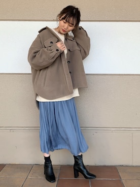 「LOWRYS FARM（ローリーズファーム）のストレッチヒールブーツ　851418（ブーツ）」を使った、ちゃんおのさん（レディース・166cm）の冬コーディネート