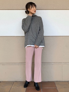 「LOWRYS FARM（ローリーズファーム）のストレッチヒールブーツ　851418（ブーツ）」を使った、ちゃんおのさん（レディース・166cm）の冬コーディネート