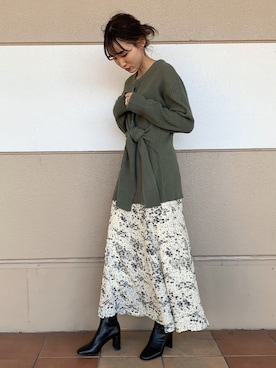 「LOWRYS FARM（ローリーズファーム）のストレッチヒールブーツ　851418（ブーツ）」を使った、ちゃんおのさん（レディース・166cm）の冬コーディネート