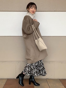 「LOWRYS FARM（ローリーズファーム）のストレッチヒールブーツ　851418（ブーツ）」を使った、ちゃんおのさん（レディース・166cm）の冬コーディネート