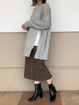 「LOWRYS FARM（ローリーズファーム）のストレッチヒールブーツ　851418（ブーツ）」を使った、ちゃんおのさん（レディース・166cm）の冬コーディネート