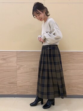 「LOWRYS FARM（ローリーズファーム）のストレッチヒールブーツ　851418（ブーツ）」を使った、ちゃんおのさん（レディース・166cm）の冬コーディネート