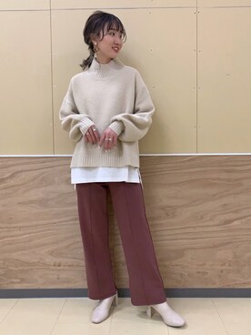 「LOWRYS FARM（ローリーズファーム）のストレッチヒールブーツ　851418（ブーツ）」を使った、ちゃんおのさん（レディース・166cm）の冬コーディネート