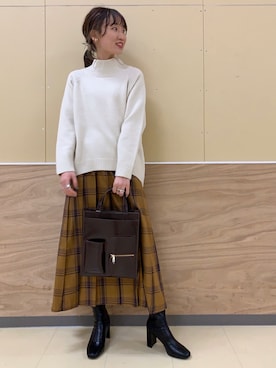 「LOWRYS FARM（ローリーズファーム）のストレッチヒールブーツ　851418（ブーツ）」を使った、ちゃんおのさん（レディース・166cm）の冬コーディネート