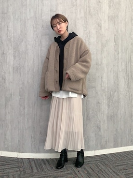 「LOWRYS FARM（ローリーズファーム）のストレッチヒールブーツ　851418（ブーツ）」を使った、ちゃんおのさん（レディース・166cm）の秋コーディネート