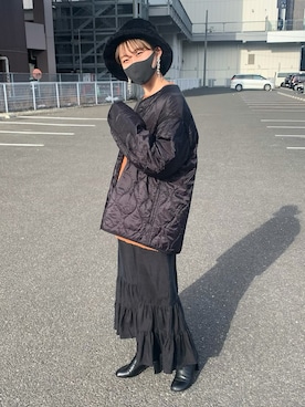 「LOWRYS FARM（ローリーズファーム）のストレッチヒールブーツ　851418（ブーツ）」を使った、ちゃんおのさん（レディース・166cm）の冬コーディネート