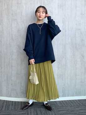 「ピスタチオ」｜「アイテム（スウェット）」を使った、ちゃんおのさん（レディース・166cm）の冬コーディネート