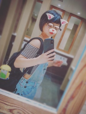 「ANAP（アナップ）のアイテム（サロペット/オーバーオール）」を使った、RIN✱さん（レディース・153cm）の冬コーディネート