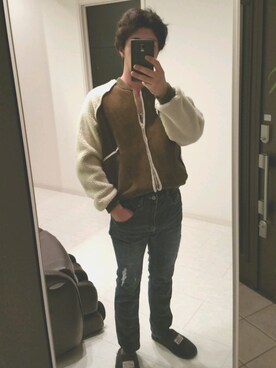 「COQULE（コクレ）のアイテム（ブルゾン）」を使った、MASAKIさん（メンズ・177cm）の冬コーディネート